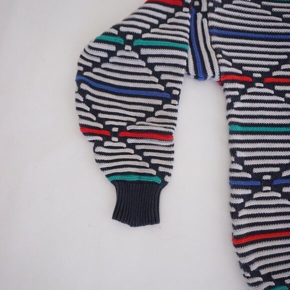 Cezar Knit Sweater Navy Multicolor Geometric Pattern 90s Retro Eclectic Style XL - Picture 7 of 10